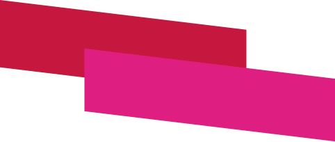 Deux rectangles diagonaux qui se chevauchent sur fond noir ; celui du haut est rose vif et celui du bas est rouge foncé, créant un contraste audacieux et moderne.